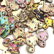 50/100pcs Mix Color Cat Wood Buttons 2Holes Sewing Crafts 17x26mm WB416 2024 - buy cheap