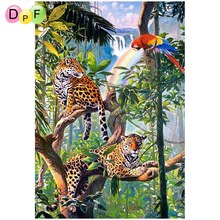 DPF diamond painting cross stitch needlework DIY leopard tree 5D diamond mosaic kit square gift decor diamond embroidery crafts 2024 - buy cheap