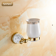 XOXO New Modern accessories luxury European  style Golden copper toothbrush  tumbler&cup holder wall mount bath 10084GT 2024 - buy cheap
