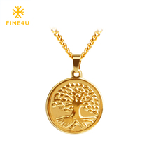 2018 New FINE4U N050 Tree Pendant Necklace For Men Women 316L Stainless Steel Chain Necklaces Fashion Jewelry Gift 2024 - buy cheap