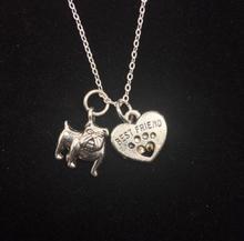 Vintage Silver Bulldog Dog Paw Heart Necklaces Pendant Charms Statement Choker Necklaces Women Jewelry Accessories DIY Gift B400 2024 - buy cheap