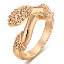 Luxury Inlaid Stone Rings Classic Gold Color Austria Crystal Studded Finger Rings leaf shape Rings  top quality Jewelry 2024 - buy cheap