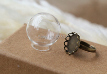 Бесплатная доставка! 20*12 мм стеклянный глобус с кольцо цвета античной бронзы установочные результаты набор стеклянных пузырей DIY флакон кулон 2024 - купить недорого