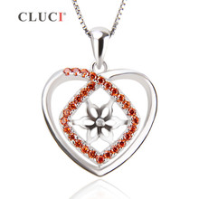 CLUCI 925 Silver Sterling zirconia square Pendant Mounting red zircon jewelry Fine Jewelry for Women Valentine'Day gift SP217SB 2024 - buy cheap