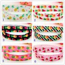 5/8'' Free shipping Fold Elastic band pineapple watermelon printed FOE headband headwear hairband decoration wholesale OEM S544 2024 - buy cheap