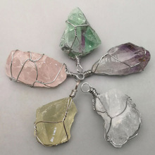 Wholesale New fashion natural fluorite crystal Irregular mixed pendants for jewelry Accessories making 5pcs/lot free shipping 2024 - buy cheap