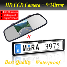 Promotion2 in 1 HD CCD European Car License rear view camera + 5" Car Mirror Monitor, license plate frame parking camera monitor 2024 - buy cheap