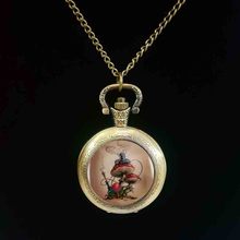 2017 Alice in wonderland - mushroom pocket watch Choker Statement Steel pocket watch For Women Dress Accessories Glass Jewelry 2024 - buy cheap