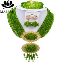 Majalia Romantic Nigeria Wedding African Beads Jewelry Set Olive green Crystal Necklace Bridal Jewelry Sets Free Shipping 6LS019 2024 - buy cheap