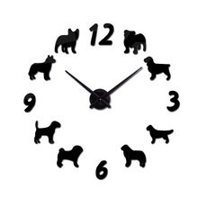 New arrival Clock Watch Wall Clocks Horloge 3d Dog pattern Acrylic Mirror Stickers europe Home Decoration Living Room Quartz 2024 - buy cheap