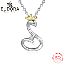 Eudora 100% colares de prata esterlina 925, pingente de cisne, coroa dourada para mulheres, meninas, joias de moda 2024 - compre barato