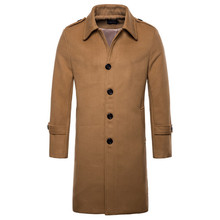 Casaco de lã masculino tamanhos europeus, novo sobretudo, casaco longo de lã estilo inglaterra, jaqueta single-breasted para homens 2024 - compre barato