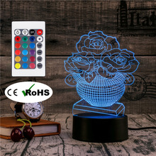 3D Led Novety Lighting Creative Gift Night Light  Table Lamp Flower Light Led Home Corridor Hotel Party Atmosphere Lights 2024 - buy cheap