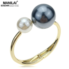 MANILAI Fashion Charm Bracelets For Women Accessories Imitation Pearl Cuff Bangles Statement Jewelry Wholesale Gift pulseiras 2024 - buy cheap