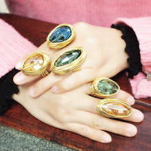 Anillos de cristal grandes de lujo para mujer, accesorios de joyería de boda, anillos de dedo hechos a mano con alambre de Metal, UKEN 2024 - compra barato
