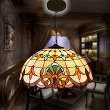 Tiffany Baroque Stained Glass Suspended Luminaire E27 LED Iron Chain Pendant Light Lighting Lamp for Home Parlor Dining Room 2024 - buy cheap