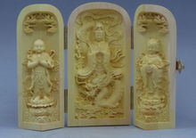 AMAZING DECORATED HANDWORK OLD BOX WOOD CARVED KWAN-YIN AMULET BOX STATUE 2024 - buy cheap