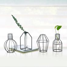 Flower Pot Iron Planter Test Tube Transparent Glass Hydroponic Geometric Flower Vase Stand Home Decoration Ornament 2024 - buy cheap