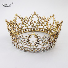 Miallo 2019 tiara king de luxo, mais nova joia com cabeça de cristal austríaco, diadema para princesa, tiara barroca para noiva 2024 - compre barato