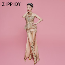 Fashion Gold Sequins Crystals Dress Women's  Birthday Party Celebrate Dress Evening Sexy Skinny One-piece Dress 2024 - buy cheap