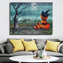 Quadros decorativos para parede de abóbora, arte decorativa para escritório, sala de estar, pôster e pintura em tela de halloween 2024 - compre barato