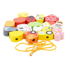 Hot Sale Wooden Toys Baby Flower Beads String Lacing Puzzle Early Learning Educational Toddler Toys for Children 2-4 Years 2024 - buy cheap