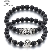 ATTRACTTO 2pcs/Set Charm Silver Lion Bracelets Bangles For Women Stretch Distance Bracelet Handmade Jewelry Bracelet SBR190011 2024 - buy cheap