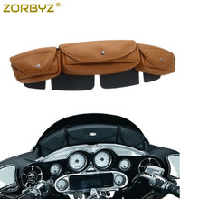 Zorbyz motocicleta 3-pocket windshield batwing carenagem bolsa saco para harley electra glide touring 1996-2013 2024 - compre barato