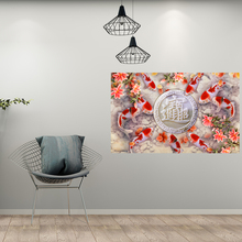Arte da parede impressão de imagem chinês abstrato koi peixe paisagem pintura a óleo sobre tela cartaz para sala estar moderna decoração 2024 - compre barato