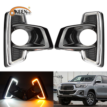 OKEEN 2x Car LED Daytime Running Lights for Toyota Hilux Revo Rocco 2018 2019 DRL 12V Day Light with Turn Signal Lights Fog Lamp 2024 - buy cheap