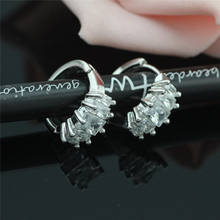 2017 Free shippin jewelry 925 sterling silver double row micro inlay zircon silver earring Zircon earrings plated women eh133 2024 - buy cheap