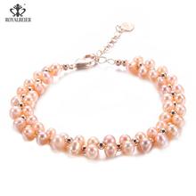 Real Natural Pink Freshwater Bracelet Fashion Multilayer Freshwater Pearl Bracelet Women's Wedding High Jewelry Wear Boutique 2024 - buy cheap