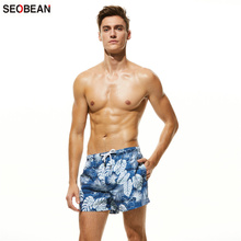 SEOBEAN Men's Summer Beach Trunks Fashion Leaf Printing Straight Leg Type Casual Sports Suit Surfing & Beach Shorts 2024 - buy cheap
