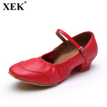 XEK 2018 Fashion Brand Women Girls Ballroom Latin Tango Dance Shoes Low Heeled Shoes Modern Dancing Shoes Size 34-41 JH177 2024 - buy cheap