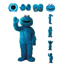 Adultos sésamo rua azul biscoito monstro e elmo mascote traje vendas alta aualidade longo pele elmo mascote traje frete grátis 2024 - compre barato