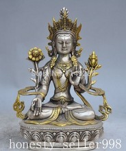 YM  324  christmas Chinese Tibetan buddism silver copper White tara Kwan-Yin bodhisattva statue halloween 2024 - buy cheap