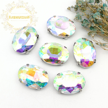 Classic style Crystal AB OVAL shape Glass Crystal sew on rhinestones with four claw Diy Clothing accessories Free shipping 2024 - buy cheap