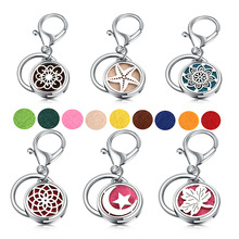 New 43 Design Fashion Perfume KeyChain Jewelry Stainless Steel Essential Oil Diffuser Perfume Aromatherapy Lockets Key Chain 2024 - buy cheap