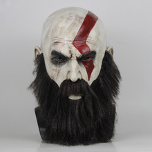 Máscara de Kratos con barba de God Of War 4, Cosplay de película de terror, casco de fiesta de látex, accesorios de Fiesta de miedo de Halloween 2024 - compra barato