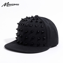 Women Men Solid Color Black Hats Rivet Baseball Cap Adjustable Hip Hop Hedgehog Hat Personality Jazz Bone Snapback Caps Dad Hats 2024 - buy cheap