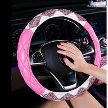 Luxury Diamond Crystal Car Steering Wheel Covers Leather Steering-Wheel Cover for Women Girls styling Rhinestone Car Accessories 2024 - buy cheap