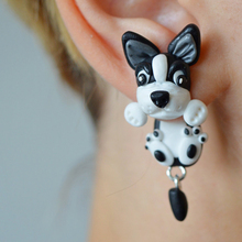 TTPAIAI 30 polímero arcilla Boston Terrier tapones pendientes de perro para mujeres de moda hecho a mano 3d Animal pendiente niñas niños regalo 2024 - compra barato