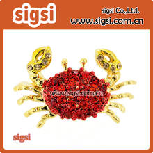 48mm golg tone rhinestone red crab brooch jewelry 2024 - buy cheap