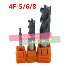 Free shipping  3PCS 4F-5.0/6.0/8.0mm tungsten carbide steel cutter CNC milling cutting hardness HRC50 carbide Milling cutter 2024 - buy cheap