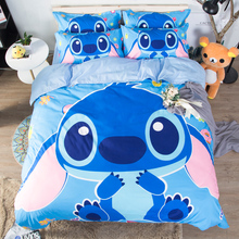 Disney Home Stitch Bedding queen size bed cover set twin bedroom decor for kids home king bedspread boy's linen polyester blue 2024 - buy cheap