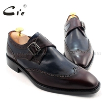 cie Square Toe W-tips Single Monk Straps Deep Wine/Navy 100% Genuine Calf Leather Bottom Breathable Men Flats Shoe Dress MS33 2024 - купить недорого