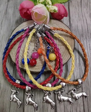 Dachshund Dog Bead Pendant Bracelet Jewelry Tibetan silver Weiner Dog Charm Blending Braided Rope Bracelet DIY Jewelry q134 2024 - buy cheap