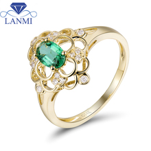 Special Design Colombia Emerald Stone Ring 14K Yellow Gold Natural Diamond Fine Jewelry Wholesale for Women Wedding Jewelry 2024 - buy cheap