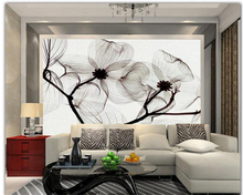 Beibehang 3D Wallpaper Hand painted flowers Black and White Purple Hand Painted Mural TV Wall Background wallpaper for walls 3 d 2024 - buy cheap