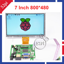 Tela de monitor lcd 52pi 7 drive, 800*480 tft com placa de driver hdmi vga 2av para raspberry pi 3 / 2 modelo b/pc e windows 2024 - compre barato